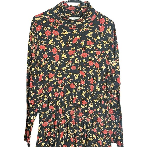 Vintage LL Bean Blue Floral Long Sleeve Maxi Dress Small Prairie Cottage Modest - Picture 4 of 14